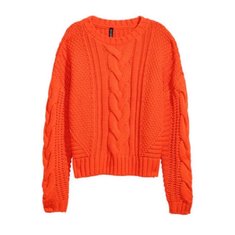 Red/ Orange H&M Cable Knit Sweater